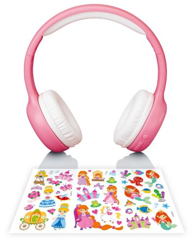 Детски слушалки с микрофон Lenco - HPB-110PK, безжични, розови - 1