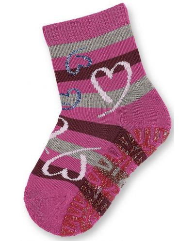 Детски чорапи със силиконова подметка Sterntaler - Със сърчица, 25/26, 3-4 години - 2
