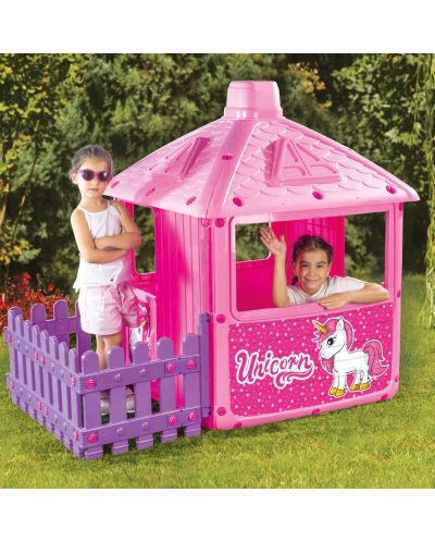 Детска градинска къщичка Dolu - Еднорог, с ограда - 2
