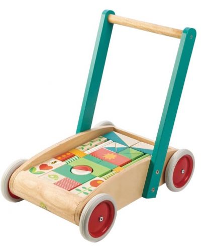 Детски дървен уолкър Tender Leaf Toys - С цветни блокчета - 1