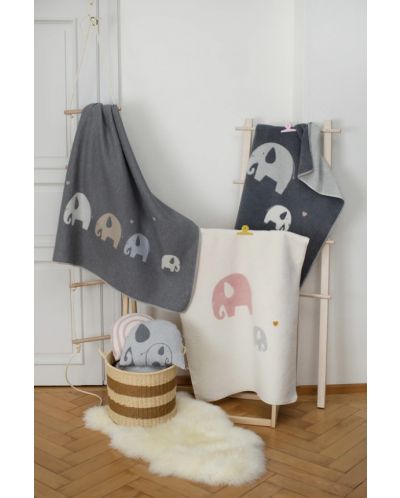 Детско одеяло David Fussenegger - Maja, 75 х 100 cm, Слончета, сиво - 3