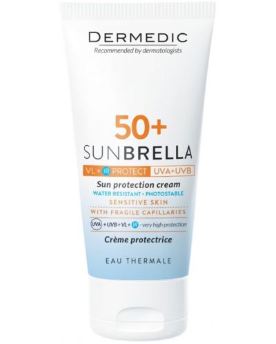 Dermedic Sunbrella Слънцезащитен крем, за кожа с напукани капиляри, SPF50+, 50 ml - 1