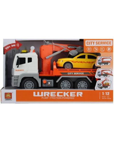 Детска играчка Felyx Toys - City Service, Камион с кран и кола - 2