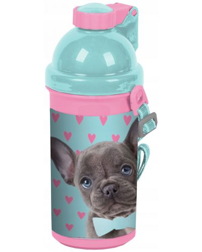 Бутилка за вода Paso Studio Pets - 500 ml, куче с папионка - 1