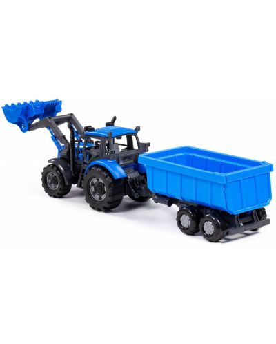Детска играчка Polesie Progress - Инерционен трактор с ремарке и гребло - 4
