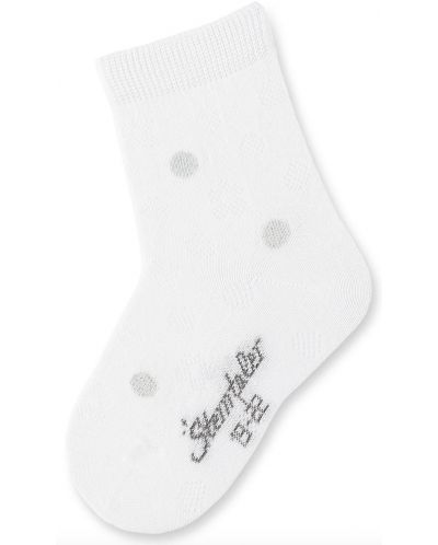 Детски чорапи Sterntaler - На точки, 19/22 размер, 12-24 месеца, бели - 1