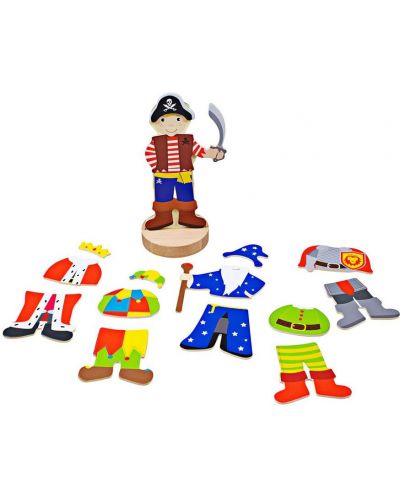 Детска играчка Bigjigs - Магнитна кукла за обличане, приказки - 1