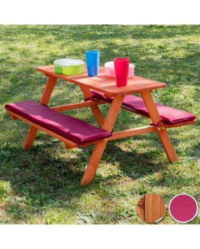 Детска дървена маса за пикник Ginger Home - С пейка и меки възглавници - 8