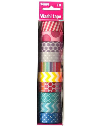 Декоративно тиксо Sense - Washi Tape, 10 броя, асортимент - 1