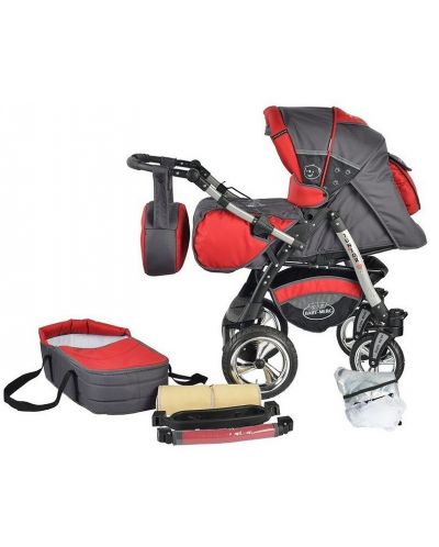 Детска количка 2 в 1 Baby Merc - Junior Twist, графит и червено
