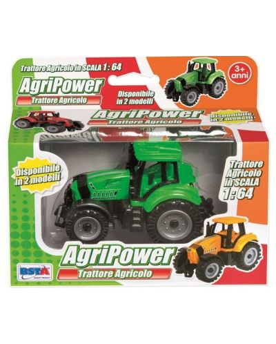 Детска играчка RS Toys - Трактор, зелен, 1:64 - 1