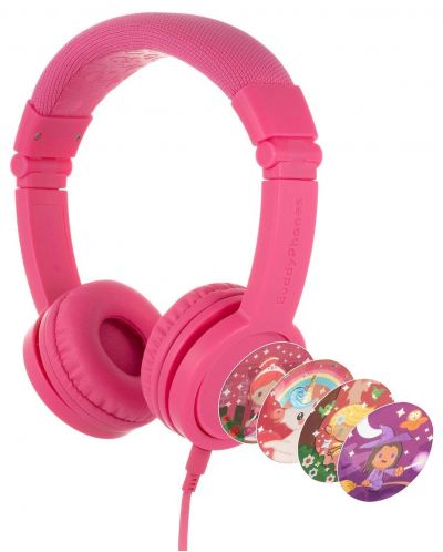 Детски слушалки с микрофон BuddyPhones - Explore+, розови - 1