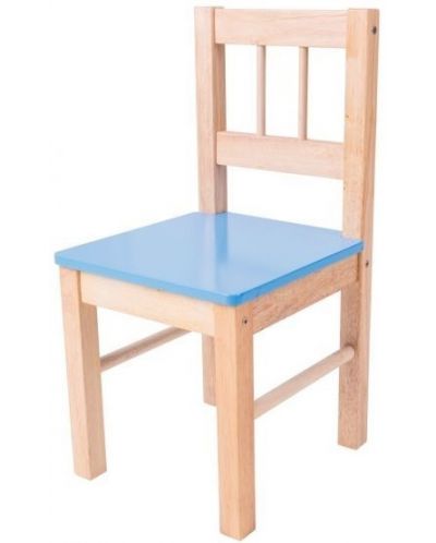 Детско дървено столче Bigjigs - Синьо - 1