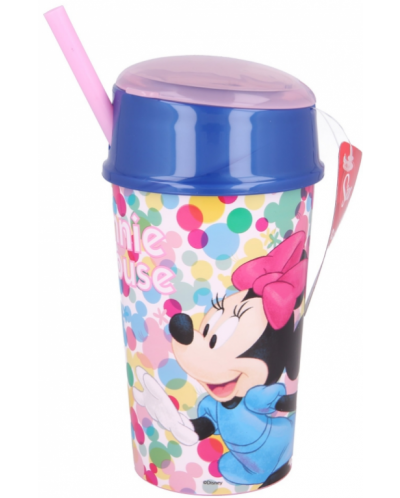 Детска чаша с капак и сламка Stor - Minnie Mouse, 400 ml - 2