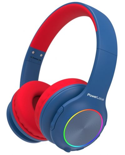 Детски слушалки PowerLocus - PLED, безжични, сини/червени - 1