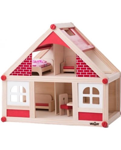 Детска малка къща за кукли Woody с аксесоари - 1