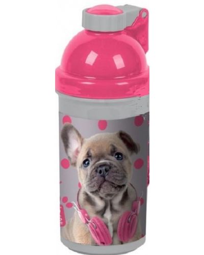 Пластмасова бутилка за вода Paso Studio Pets - 500 ml, куче със слушалки - 1