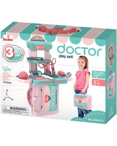 Детски игрален комплект Buba - Little Doctor, синьо-розов - 4