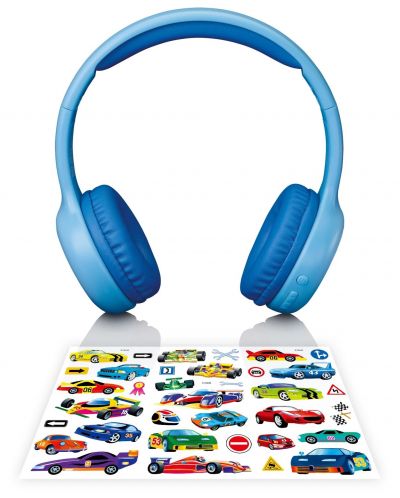 Детски слушалки с микрофон Lenco - HPB-110BU, безжични, сини - 1
