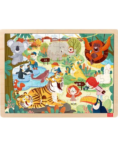 Детски дървен пъзел Toi World - Зоологическа градина, 48 части - 1