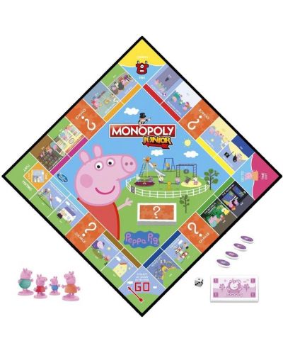 Детска настолна игра Hasbro Monopoly Junior - Peppa Pig - 3