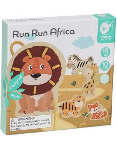 Детска игра за нанизване Classic World - Африканските животни - 1