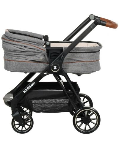 Детска количка 3 в 1 Zizito - Barron, сива с черна рамка - 8