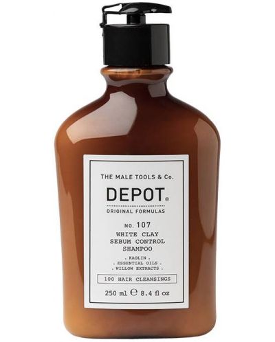 Depot Контролиращ себума шампоан с бяла глина No. 107, 250 ml - 1