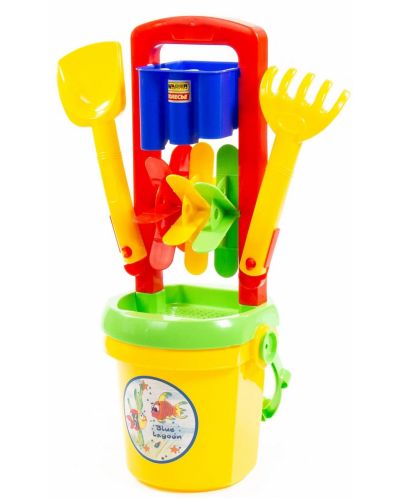 Детска играчка Polesie Toys - Плажна мелница с гребло и лопатка - 1