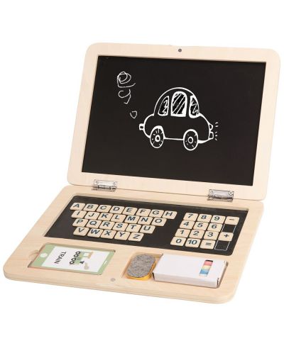Детска игра Tooky Toy - Дървен лаптоп с активности - 1