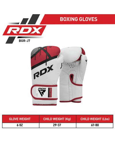 Детски боксови ръкавици RDX - J7, 6 oz, бели/сини - 4