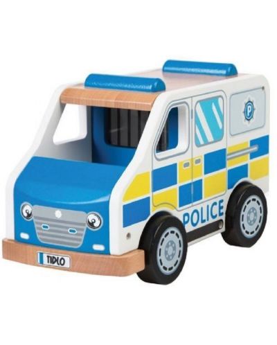 Детска дървена играчка Bigjigs - Полицейски ван - 1