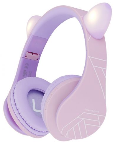 Детски слушалки PowerLocus - P2, Ears, безжични, розови/лилави - 1