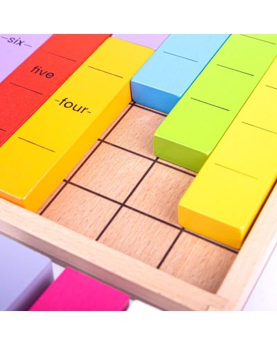 Детска образователна игра Bigjigs - Дървени цветни плочки с числа - 3