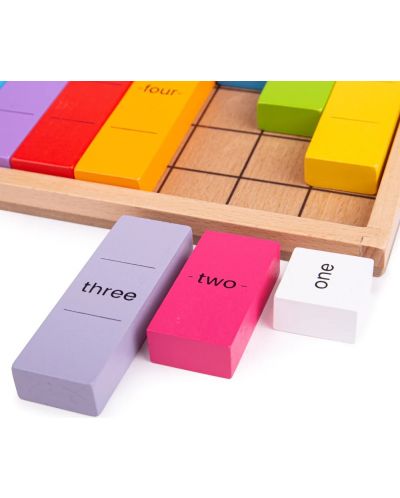 Детска образователна игра Bigjigs - Дървени цветни плочки с числа - 4