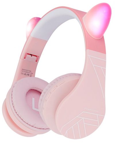 Детски слушалки PowerLocus - P1 Ears, безжични, розови - 1
