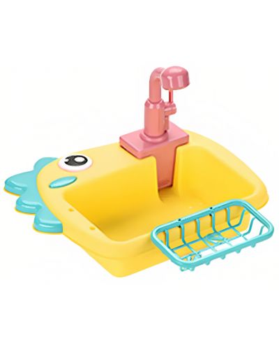 Детска кухненска мивка Ntoys - С течаща вода и аксесоари, Динозавър, асортимент - 4
