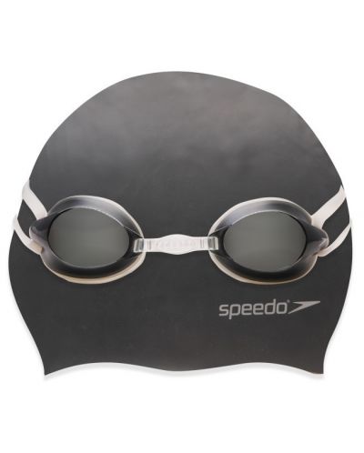 Детски плувен комплект Speedo - Шапка и очила, черен - 1