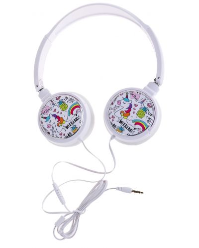 Детски слушалки с микрофон I-Total - Unicorn Collection 11107, бели - 1
