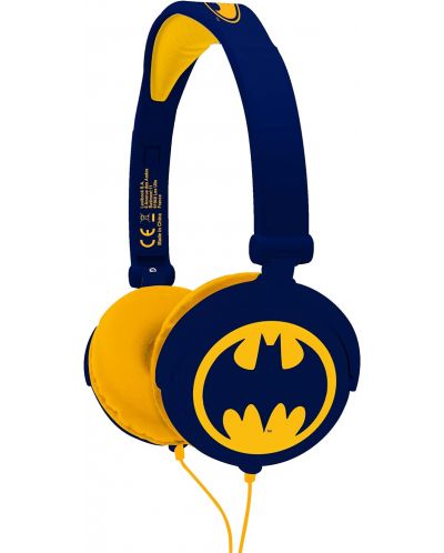 Детски слушалки Lexibook - Batman HP015BAT, сини/жълти - 1