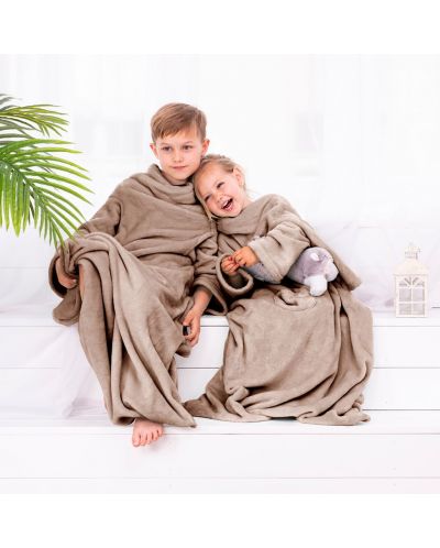 Детско одеяло с ръкави DecoKing - Lazykids, 90 x 105 cm, бежово - 6