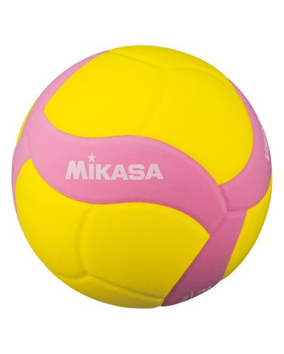 Детска волейболна топка Mikasa - VS220W, размер 5, жълта/розова - 1
