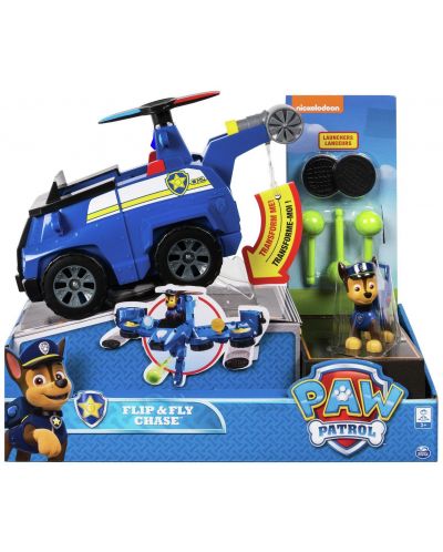 Детска играчка Nickelodeon Paw Patrol - Подхвърли и полети, Чейс - 1