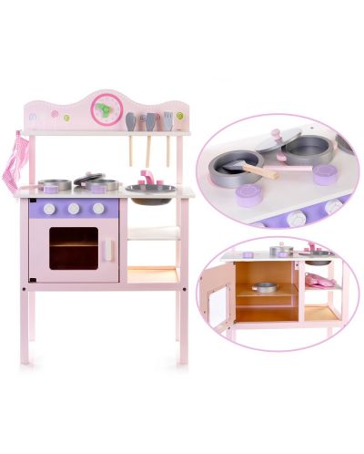 Детска дървена кухня Acool Toy - Розова - 2
