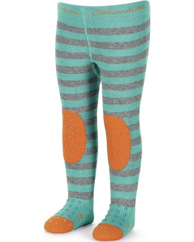 Детски чорапогащник за пълзене Sterntaler - 68 cm, 4-5 месеца, тюркоаз-сив - 1