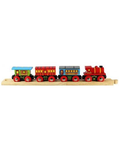 Детска дървена играчка Bigjigs - Пътнически влак - 1
