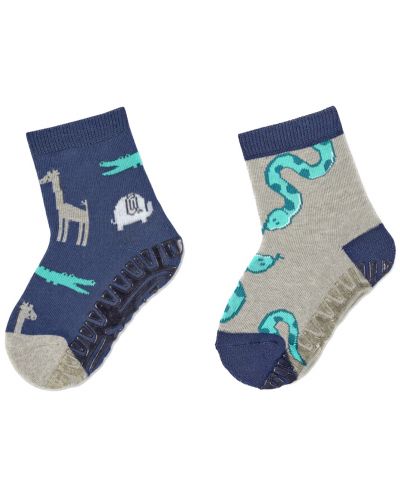 Детски чорапи със силиконова подметка Sterntaler - С животни, 23/24 размер, 2-3 години, 2 чифта - 1