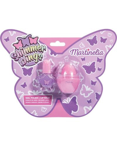 Детски козметичен комплект Martinelia - Shimmer Wing, балсам за устни и лак за нокти - 1