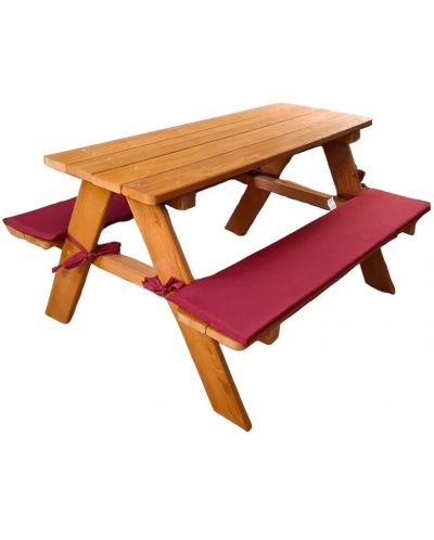 Детска дървена маса за пикник Ginger Home - С пейка и меки възглавници - 1