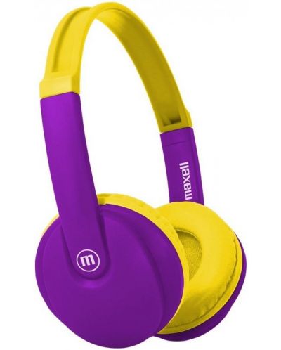 Детски слушалки Maxell - BT350, лилави/жълти - 1